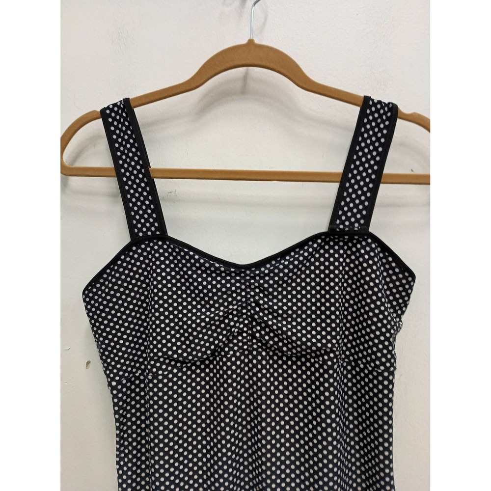 The Limited VTG Y2K Babydoll Tank Top Womens Medium Black White Polka Dot Pin Up - Picture 2 of 12